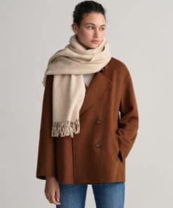 Gant Woman Wool Solid Woven Scarf Dry Sand