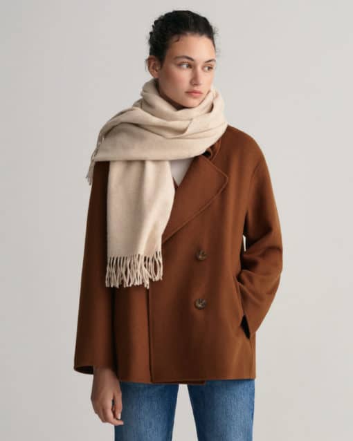 Gant Woman Wool Solid Woven Scarf Dry Sand