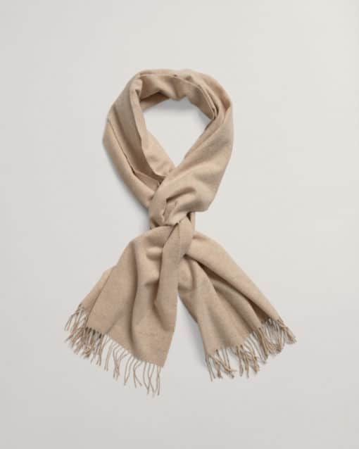 Gant Woman Wool Solid Woven Scarf Dry Sand