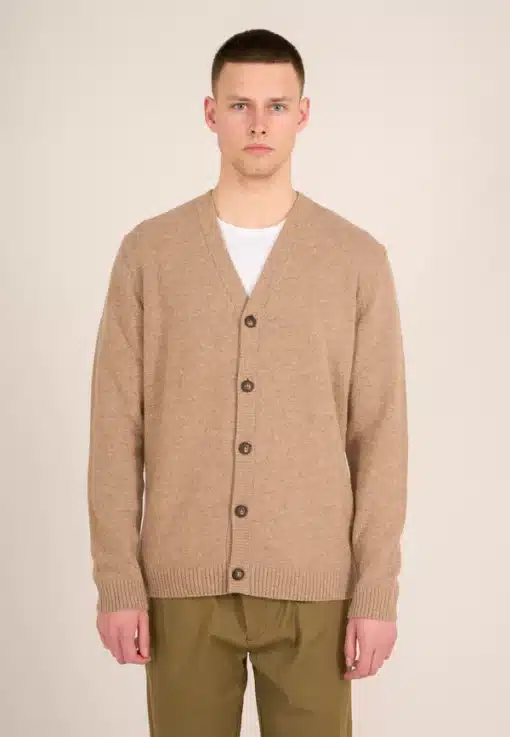 Knowledge Cotton Apparel Wool Cardigan Kelp
