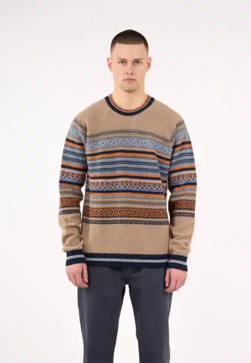Knowledge Cotton Apparel Faroe Island Raglan Crew Neck Kelp