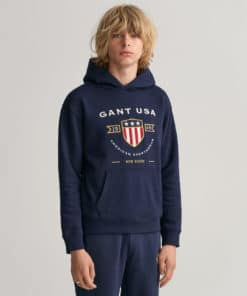 Gant Teens Banner Shield Hoodie Evening Blue