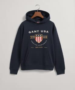 Gant Teens Banner Shield Hoodie Evening Blue