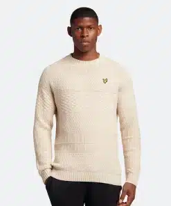 Lyle & Scott Horizontal Textured Stitch Jumper Taupe