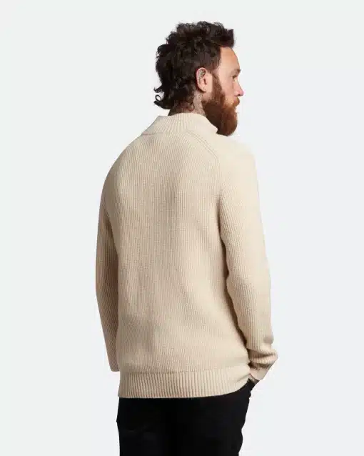 Lyle & Scott Ribbed Quarter Zip Jumper Taupe