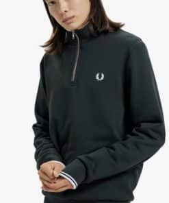 Fred Perry Half Zip Sweatshirt Night Green