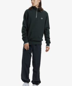Fred Perry Half Zip Sweatshirt Night Green