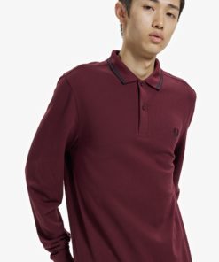 Fred Perry Twin Tipped Ls Shirt Oxblood