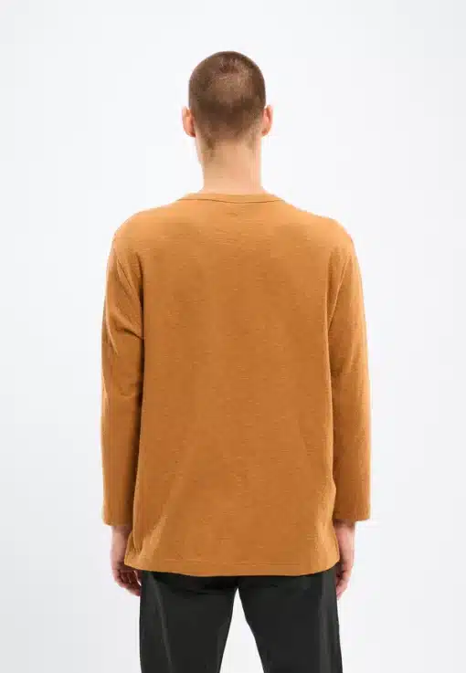 Knowledge Cotton Apparel Cotton Slub Double Layer T-shirt Brown Sugar