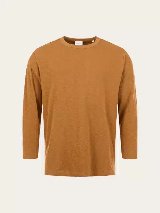 Knowledge Cotton Apparel Cotton Slub Double Layer T-shirt Brown Sugar