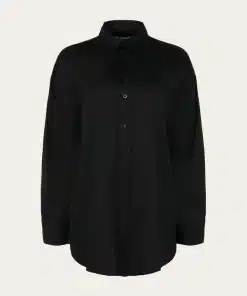 Knowledge Cotton Apparel Oversized Satin Shirt Black Jet