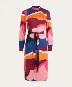 Knowledge Cotton Apparel High Neck Printed Satin Dress