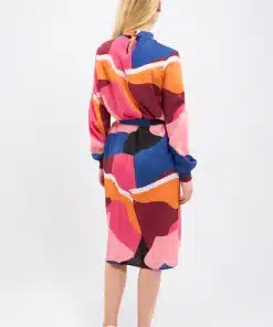Knowledge Cotton Apparel High Neck Printed Satin Dress