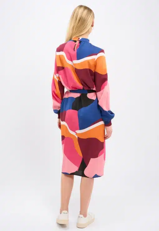 Knowledge Cotton Apparel High Neck Printed Satin Dress