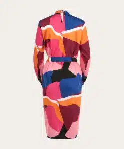 Knowledge Cotton Apparel High Neck Printed Satin Dress