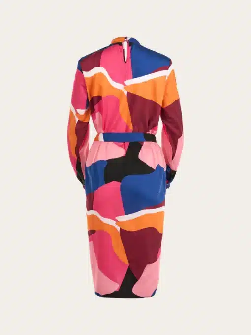Knowledge Cotton Apparel High Neck Printed Satin Dress