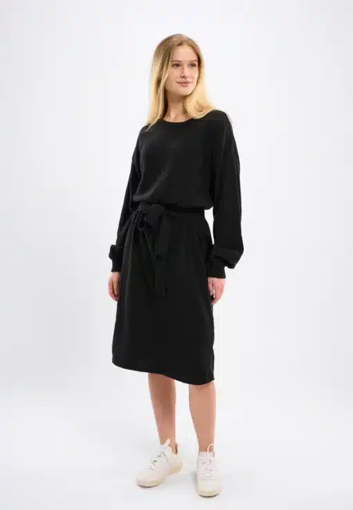 Knowledge Cotton apparel Crew Neck Merino Dress Black Jet