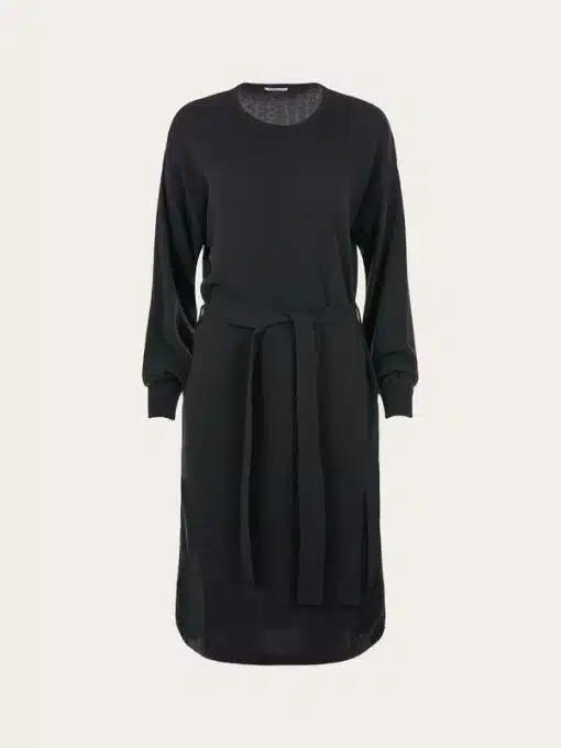 Knowledge Cotton apparel Crew Neck Merino Dress Black Jet