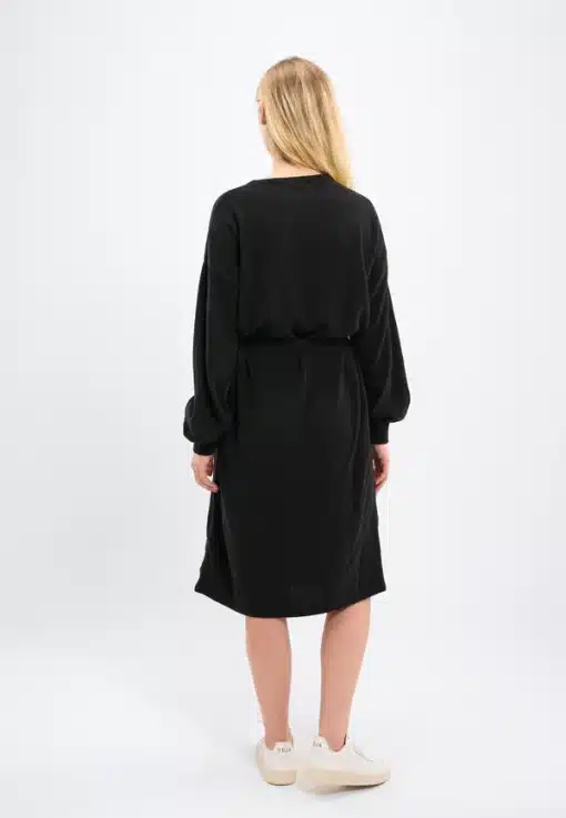 Knowledge Cotton apparel Crew Neck Merino Dress Black Jet