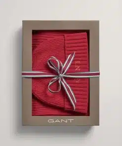 Gant Woman Scarf & Beanie Gift Box Raspberry Red