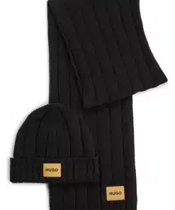 Hugo Zanton Beanie & Scarf Set Black