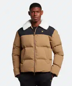 Lyle & Scott Borg Collar Puffer Jacket Camel Bronze