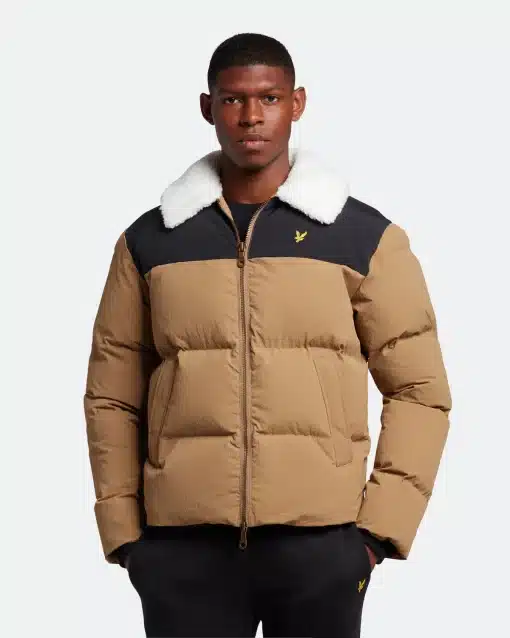 Lyle & Scott Borg Collar Puffer Jacket Camel Bronze
