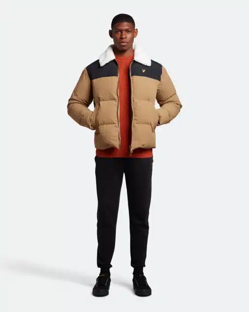 Lyle & Scott Borg Collar Puffer Jacket Camel Bronze