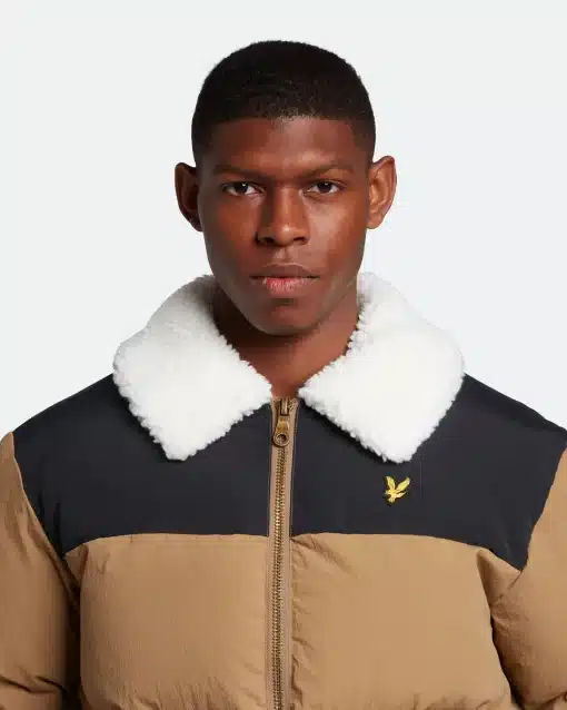 Lyle & Scott Borg Collar Puffer Jacket Camel Bronze