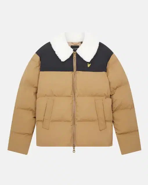 Lyle & Scott Borg Collar Puffer Jacket Camel Bronze