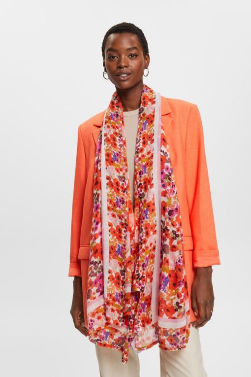 Esprit Flower Scarf Orange Red