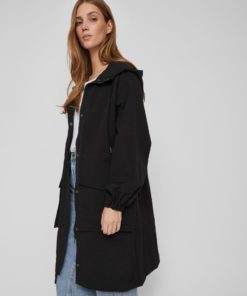 Vila Siliana Long Parka Jacket Black