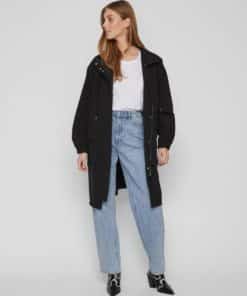 Vila Siliana Long Parka Jacket Black
