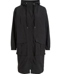 Vila Siliana Long Parka Jacket Black