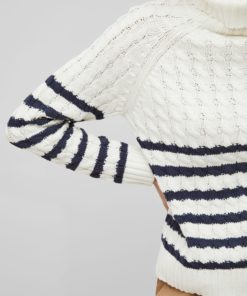 Vila Emmalina Roll Neck Cable Knit White Alyssum