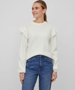 Vila Ril Flounce Knit White Alyssum