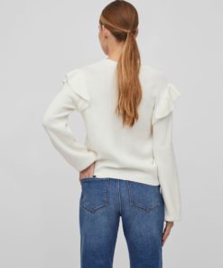 Vila Ril Flounce Knit White Alyssum
