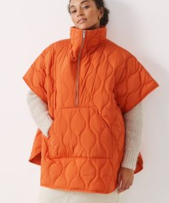 Part Two Safia Poncho Jacket Orange Rust