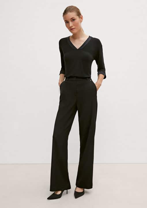 Comma, Wide Leg Trousers Black