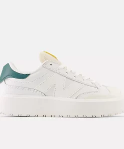 New Balance CT302 White With Vintage Teal And Maize