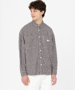 Dickies Hickory Long Sleeve Shirt Dark Brown Hickory