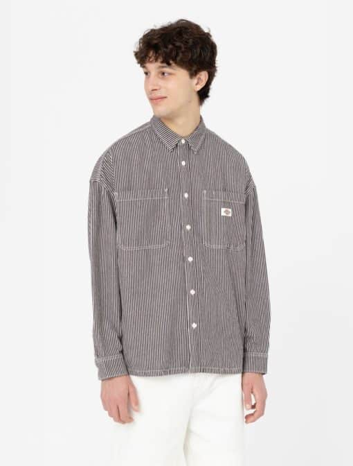 Dickies Hickory Long Sleeve Shirt Dark Brown Hickory