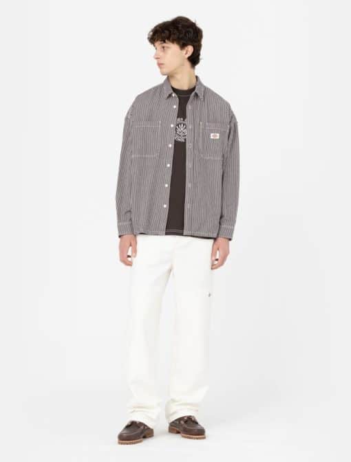 Dickies Hickory Long Sleeve Shirt Dark Brown Hickory