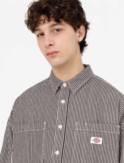 Dickies Hickory Long Sleeve Shirt Dark Brown Hickory