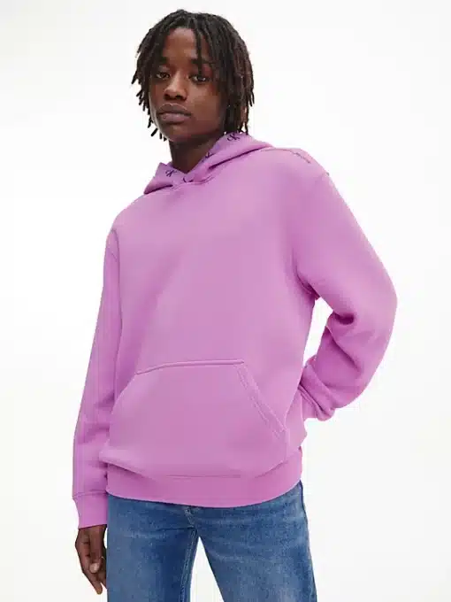 Calvin Klein Logo Jacquard Hoodie Iris Orchid