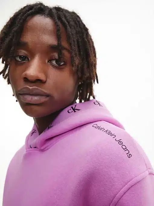Calvin Klein Logo Jacquard Hoodie Iris Orchid