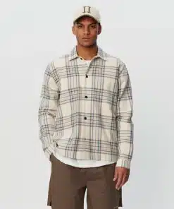 Les Deux Keanu Check Twill Shirt Ivory/Dark Sand