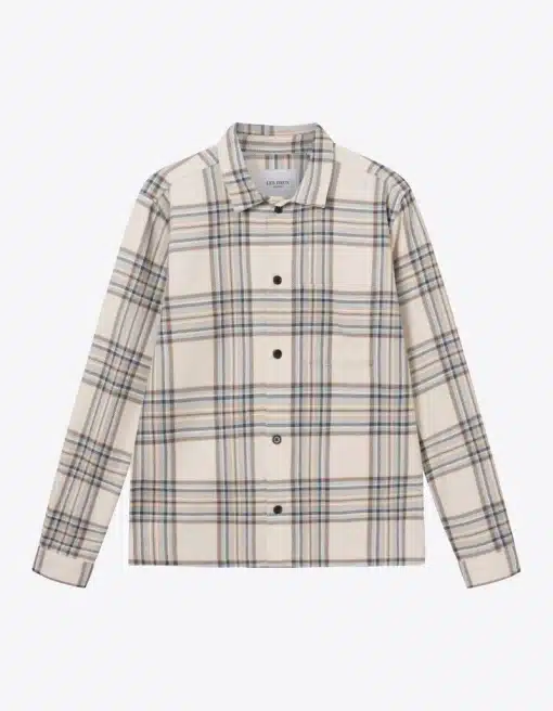 Les Deux Keanu Check Twill Shirt Ivory/Dark Sand