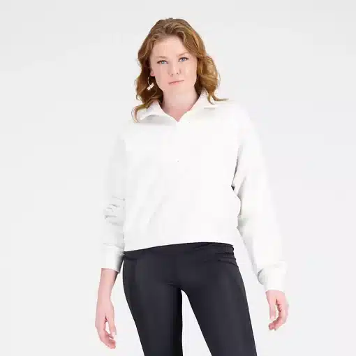 New Balance Athletics Remastered French Terry 1/4 Zip Sea Salt Heather