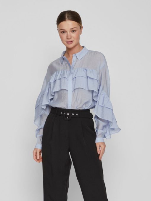 Vila Nabia Cropped Shirt Kentucky Blue